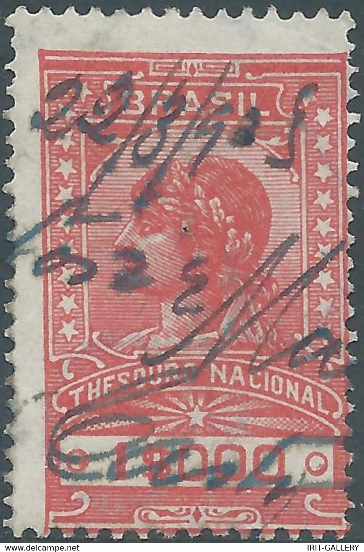 Brasil - Brasile - Brazil, Revenue Stamp Tax Fiscal,National Treasure,1$000 - Used - Officials