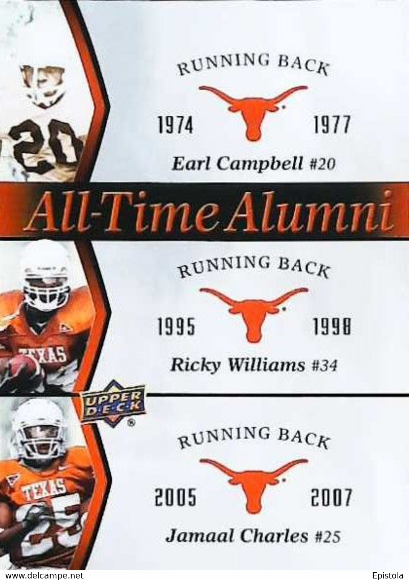 ► Earl Cambell Ricky Williams & Jamaal Charles -  University Of Texas Football - 2011 Upper Deck - 2000-Aujourd'hui