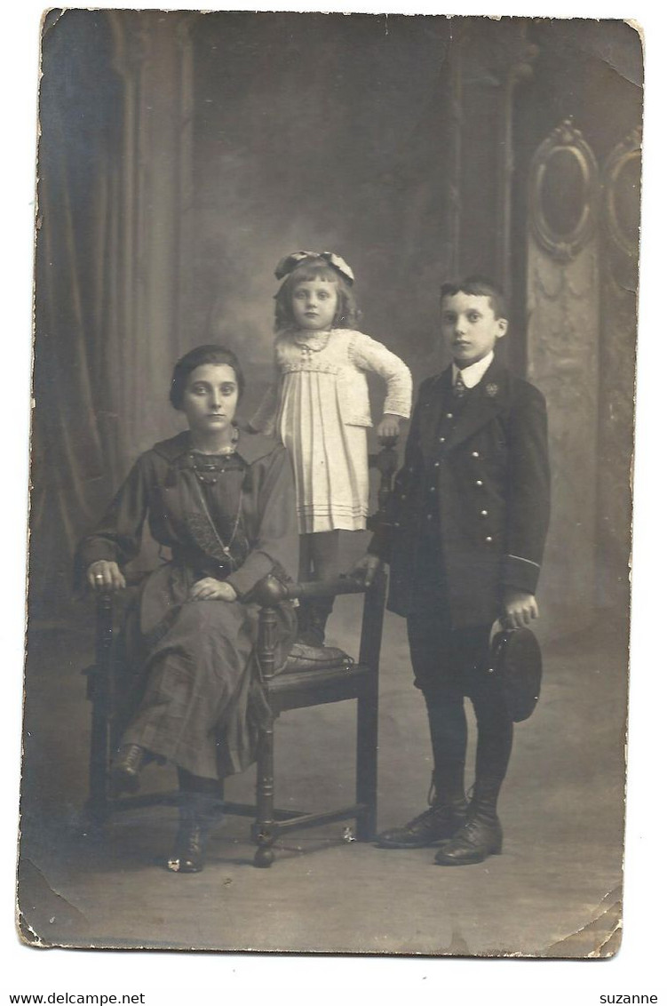 CARTE PHOTO 1918 - Marcel - Fernande - Lucienne - Genealogy