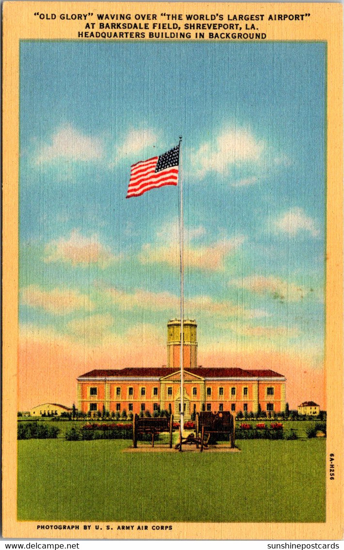 Louisiana Shreveport "Old Glory" Waving Over World's Largest Airport At Barksdale Field Curteich - Shreveport