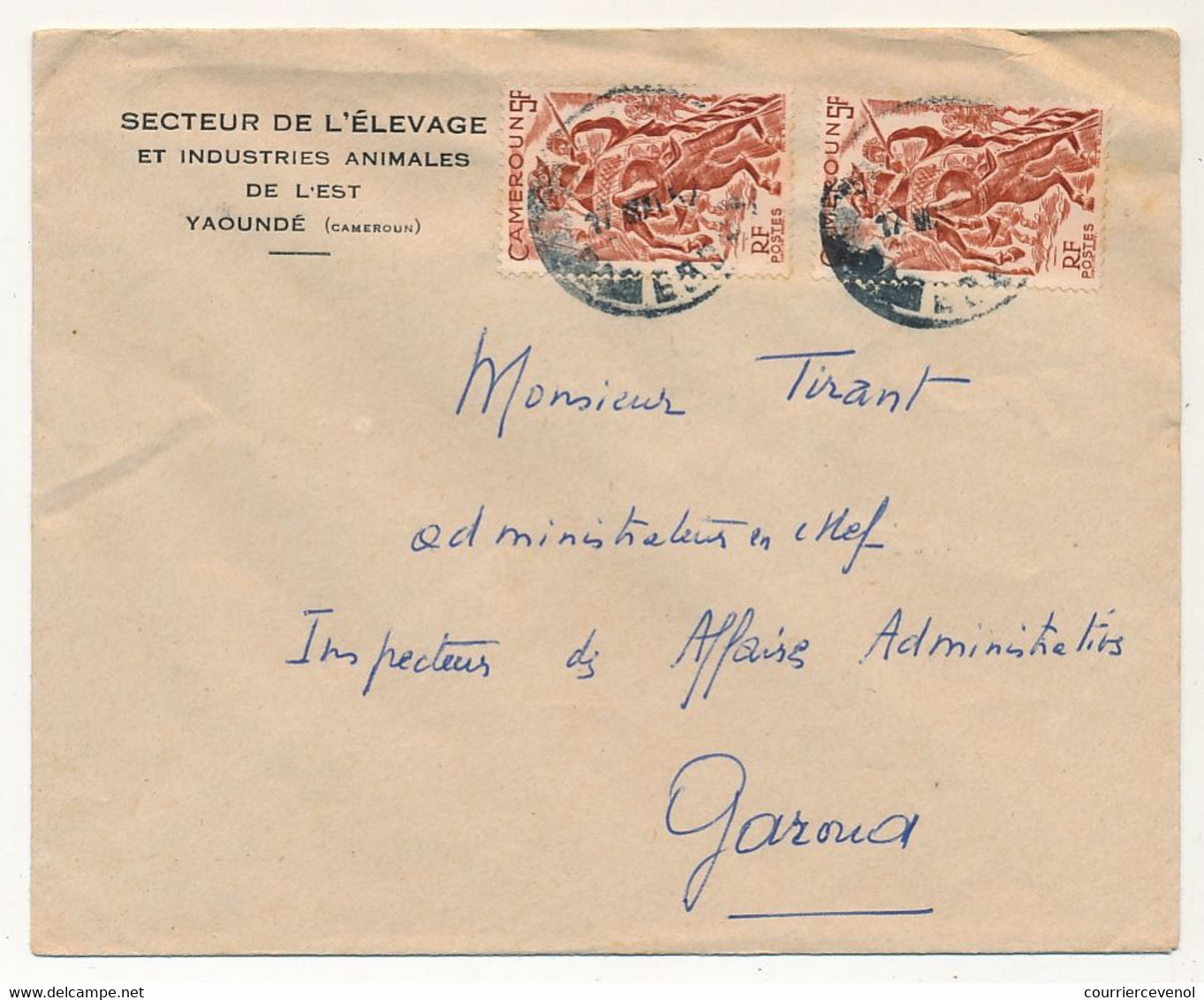 CAMEROUN => Enveloppe En Tête "Secteur De L'élevage Industries Animales..." Depuis Yaoundé - 1957 - Briefe U. Dokumente