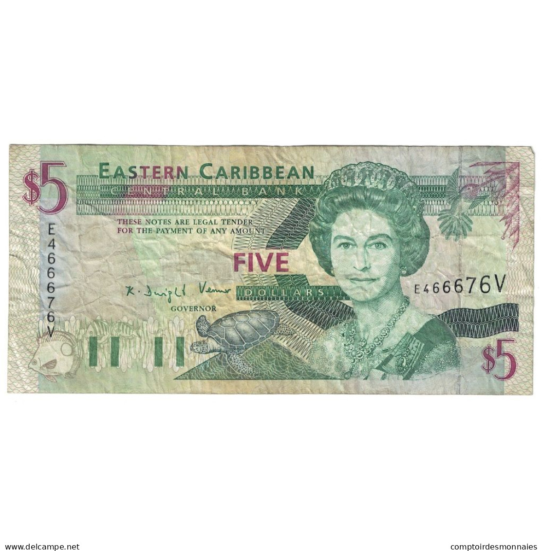 Billet, Etats Des Caraibes Orientales, 5 Dollars, Undated (2000), KM:37v, TB - Caraïbes Orientales