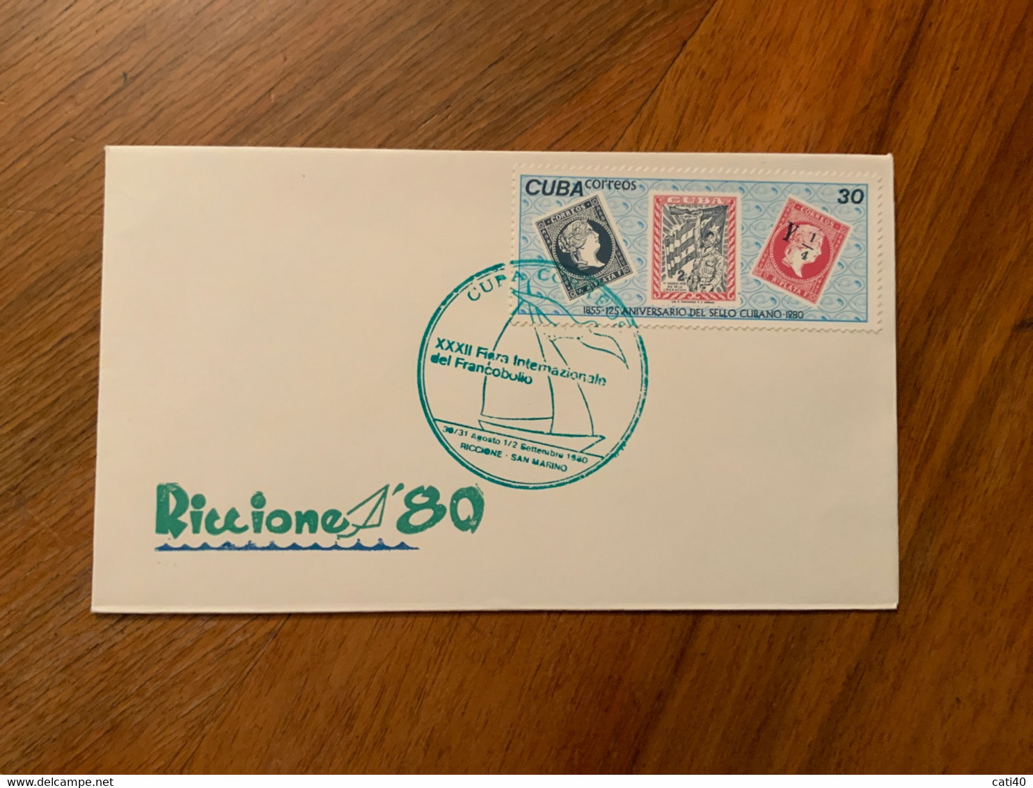 CUBA CORREOS - CENTENARIO FRANCOBOLLO - EMISSIONE PER RICCIONE 1980 - Briefe U. Dokumente