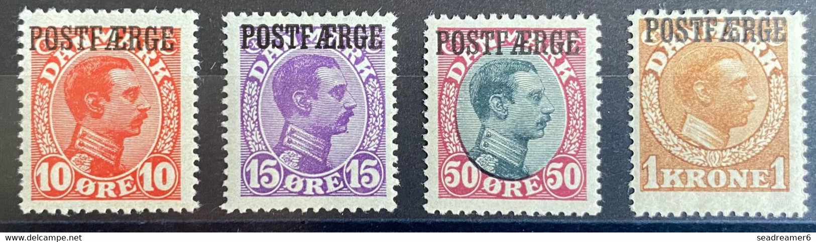 Danemark Christian X Surchargés POSTFAERGE  N°117 à 120* Frais & TTB Le 119 Signé - Ungebraucht