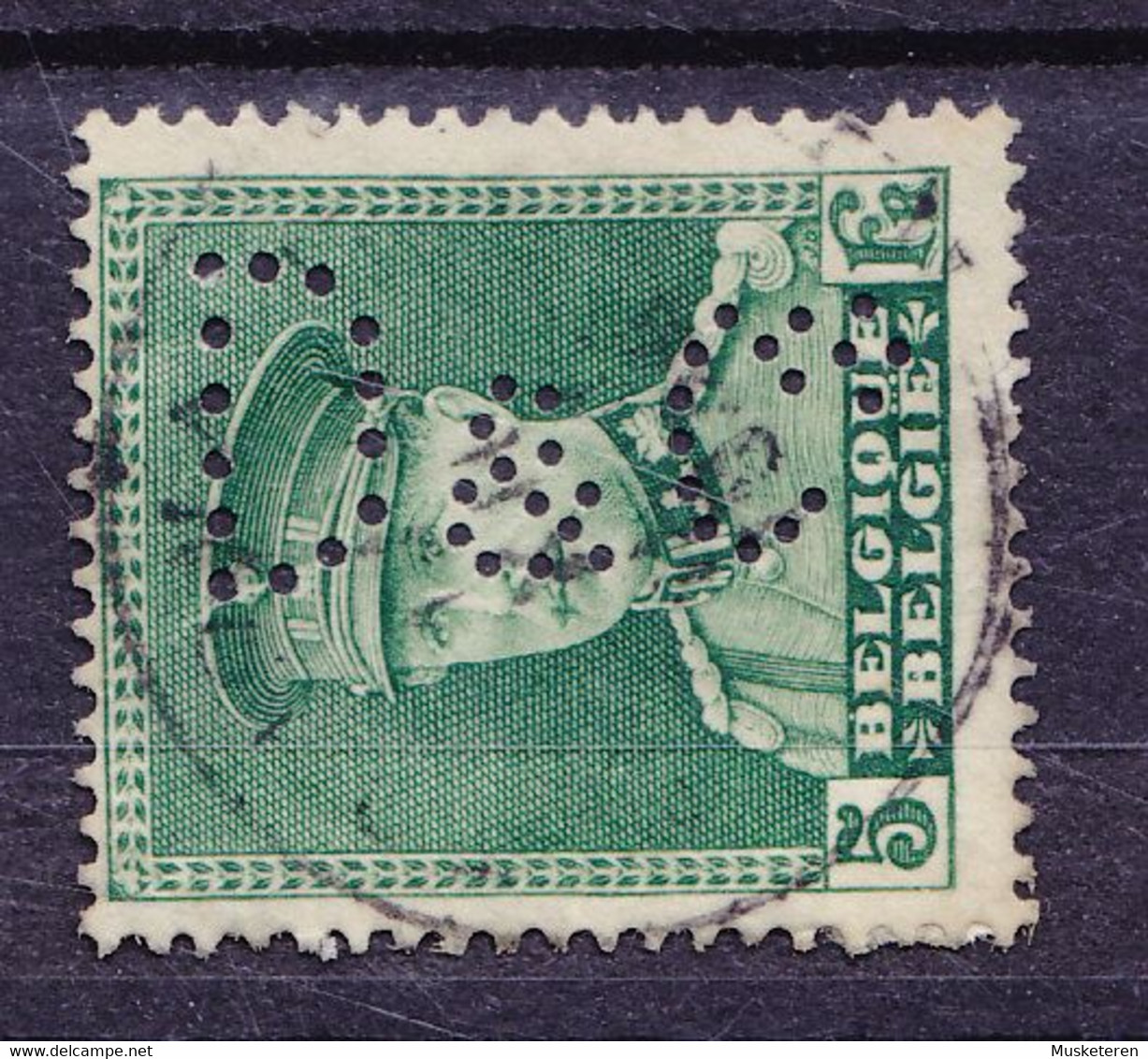 Belgium Perfin Perforé Lochung 'D&Co' 1931 Mi. 312, 5 Fr. Albert Schirmmütze (2 Scans) - 1909-34