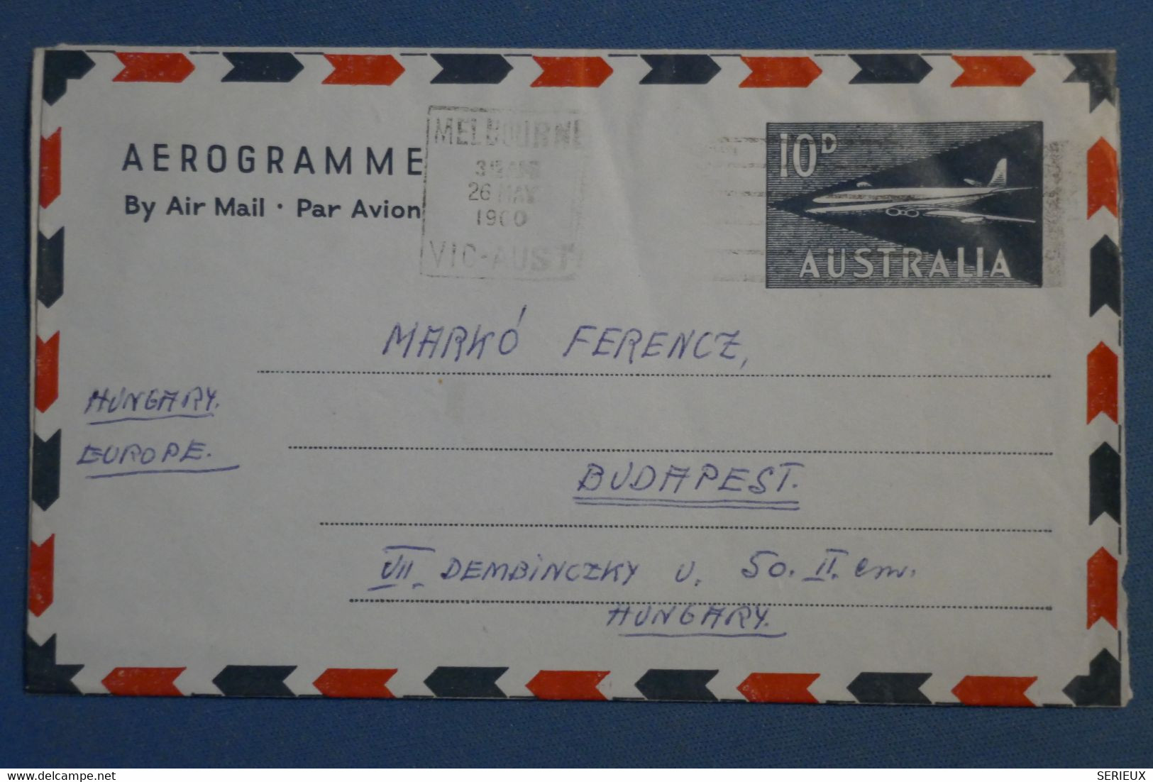 A0 11 AUSTRALIA BELLE LETTRE AEROGRAMME 1960  MELBOURNE POUR  BUDAPEST HONGRIE   +AFFRANCH. INTERESSANT - Brieven En Documenten