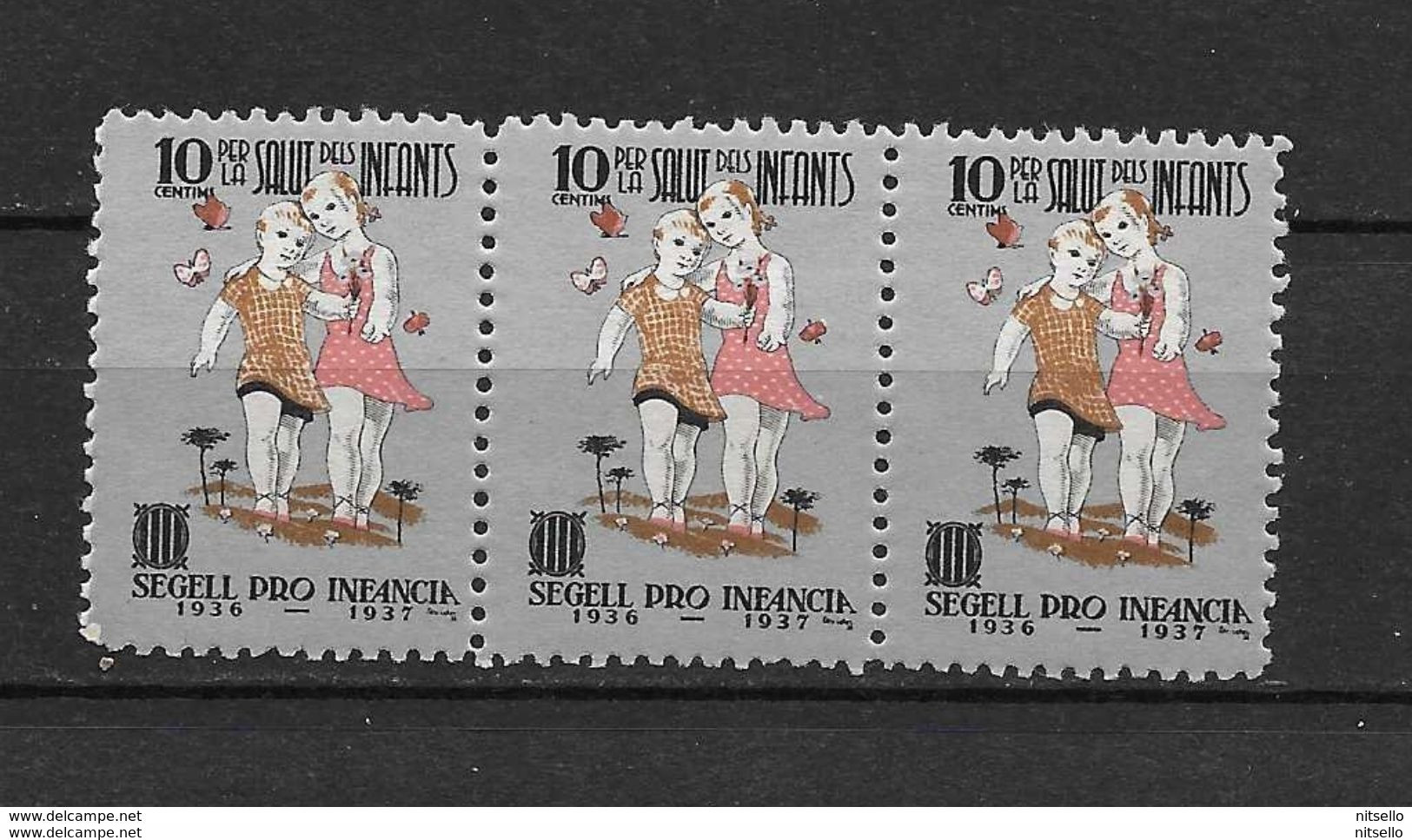 LOTE 2112B  ///  ( C245)  PROINFANCIA  1936 X 3  **MNH - Nationalist Issues