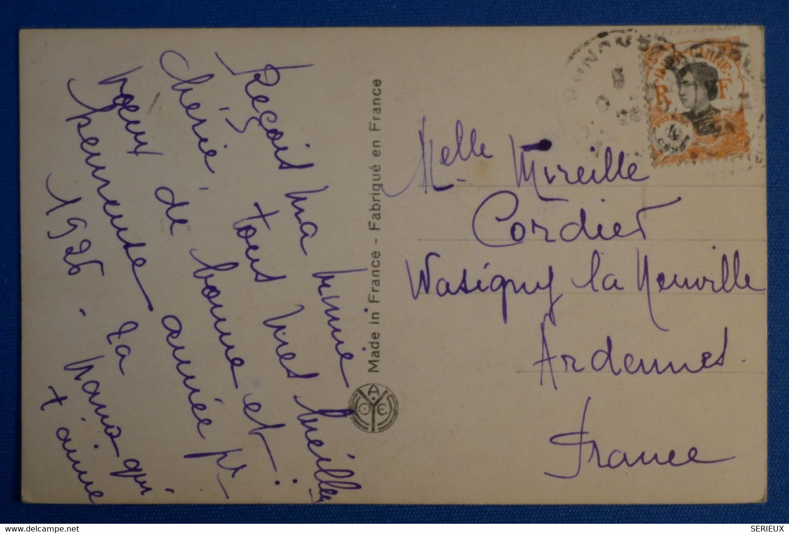 M9 INDOCHINE BELLE CARTE 1906 POUR WASIGNY FRANCE+AFFRANCHISSEMENT INTERESSANT - Storia Postale