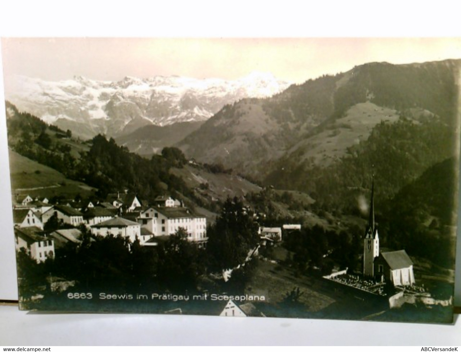 Seewis Im Prätigau Mit Scesaplana. Alte AK S/w. Ungel. Ca 1940. Panoramablick über Den Ort Und Das Umland Auf - Seewis Im Prättigau