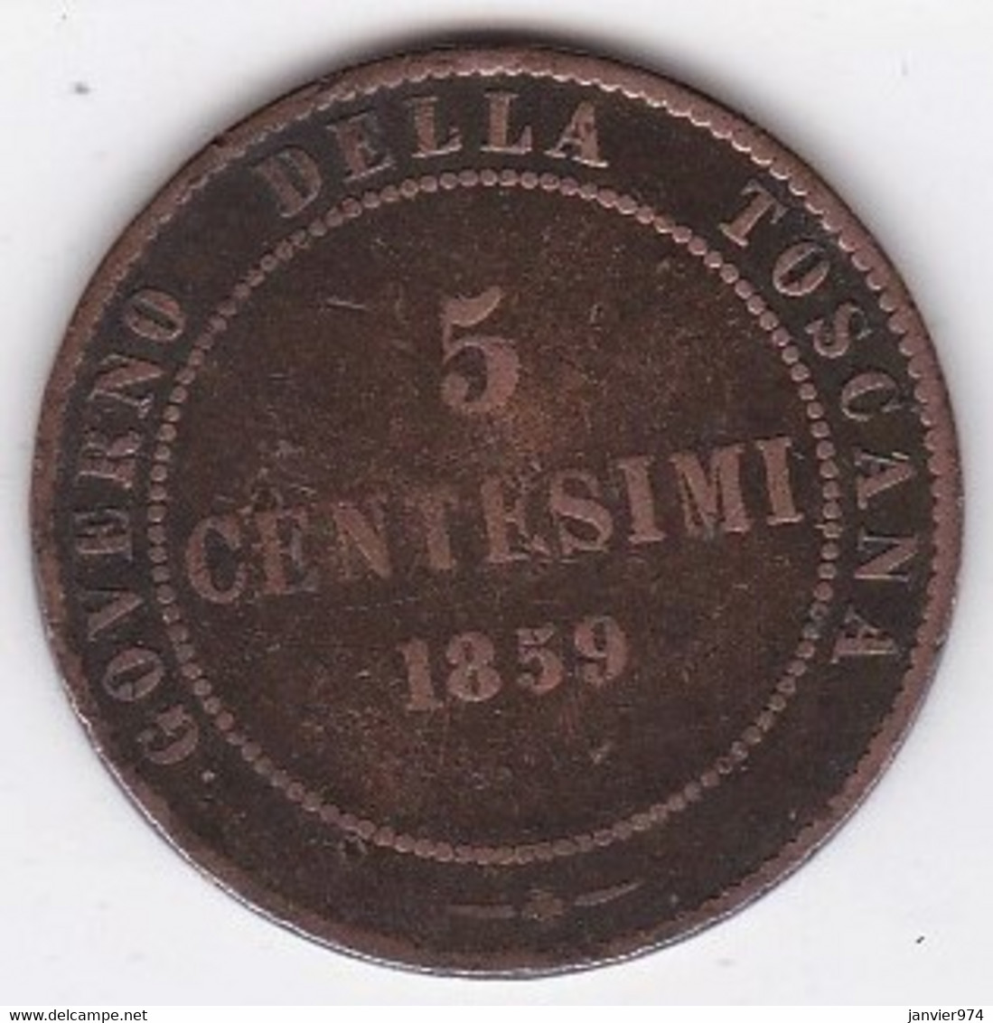 Governo De La Toscana 5 Centesimi 1859 Vittorio Emanuele II Re Eletto - Toscane
