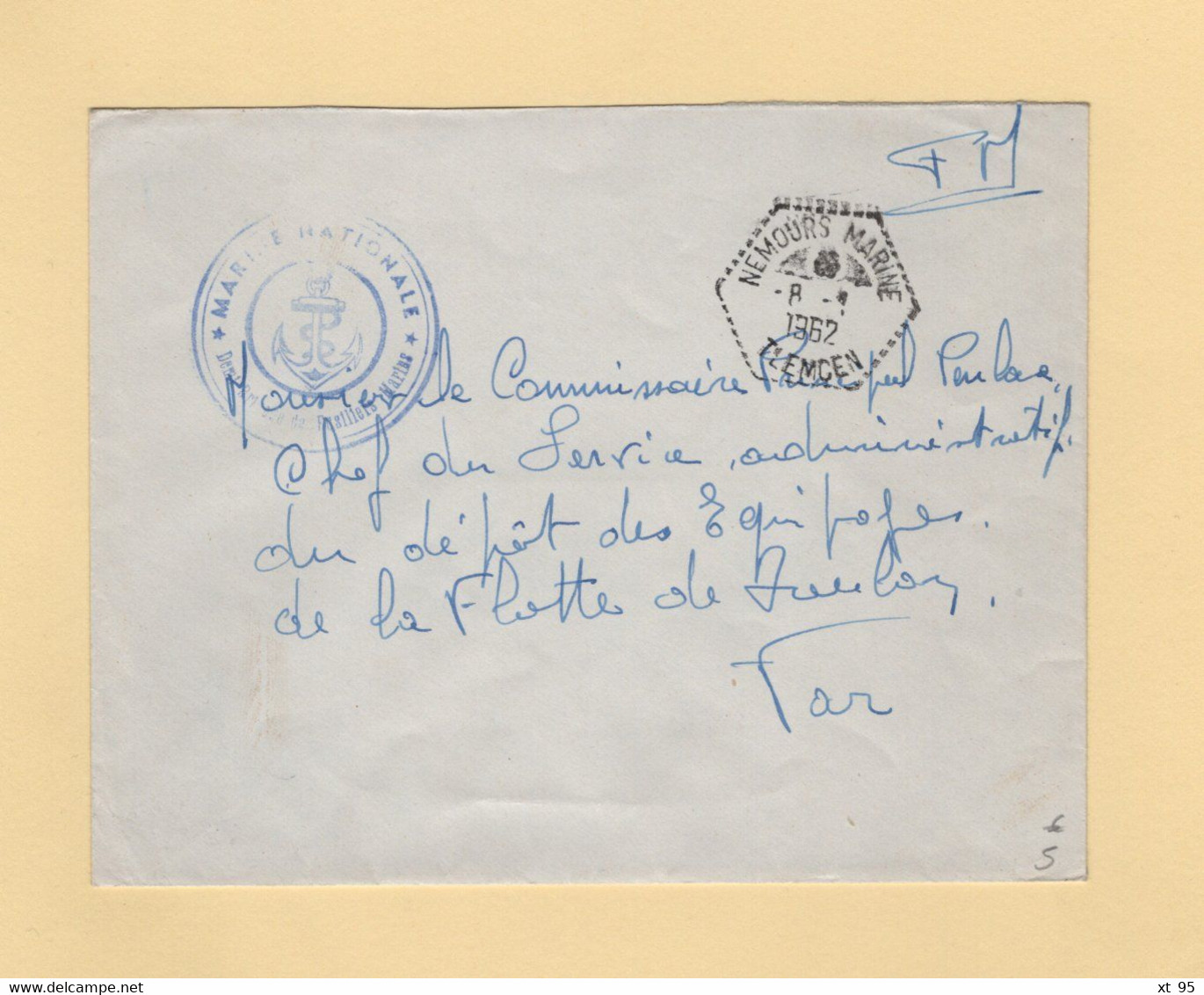 Nemours Marine - Tlemcen - 1962 - Marine Nationale - Fusilliers Marins - FM - Seepost