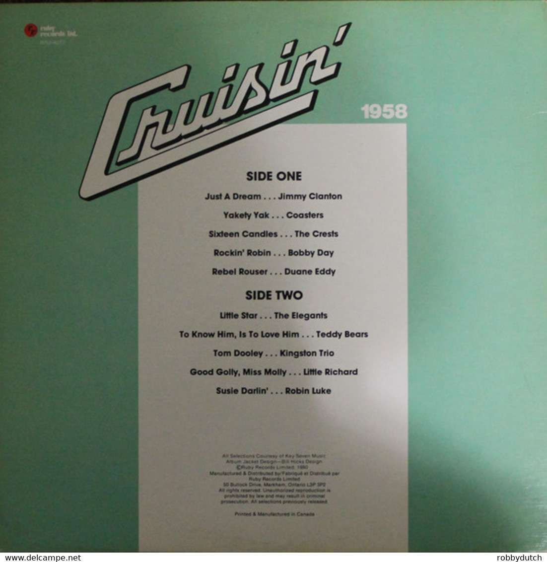 * LP * CRUISIN'  1958 - VARIOUS ARTISTS (Canada 1980) - Compilations