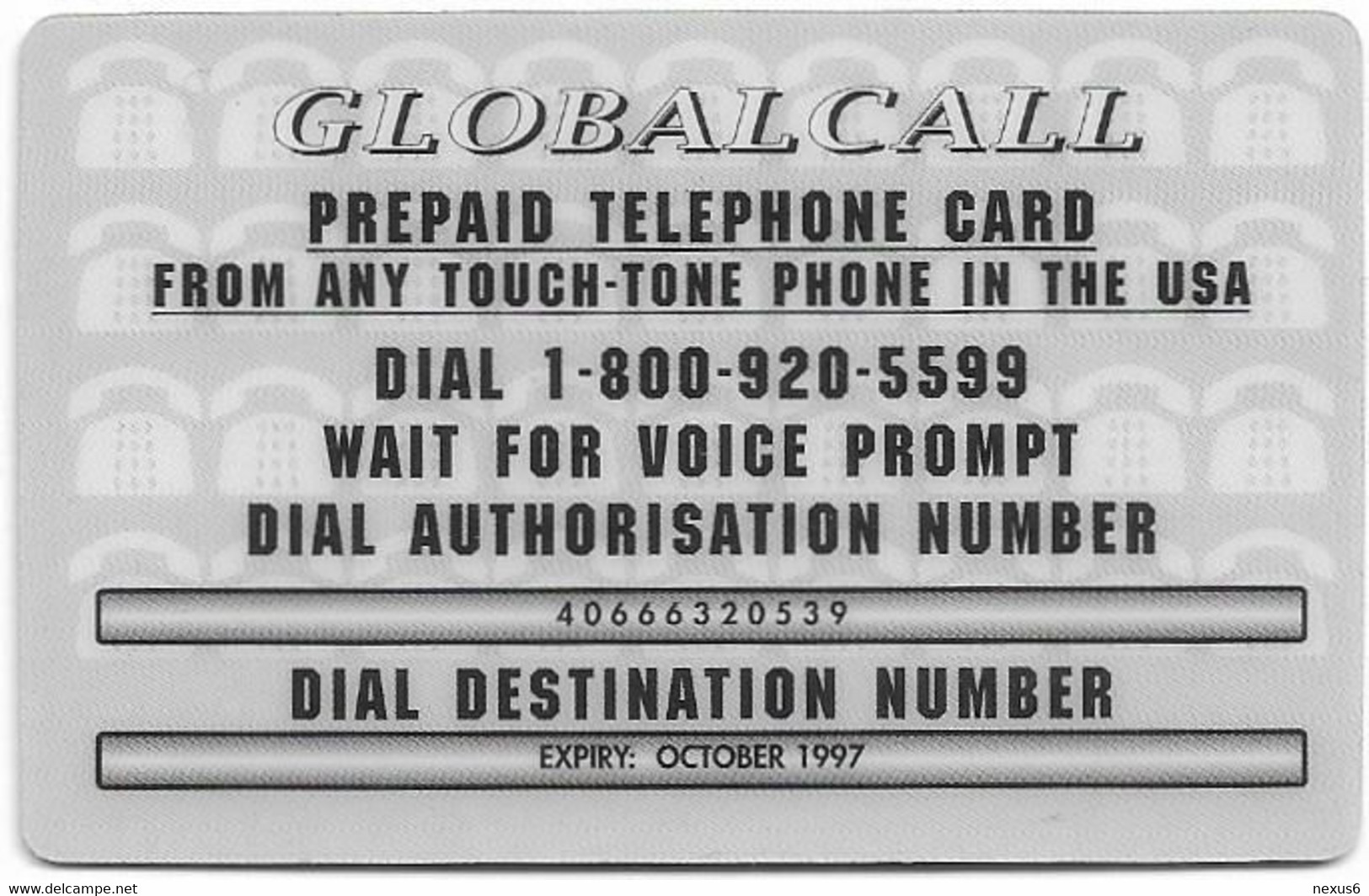 USA - Global Call - Disney, Tarzan #1, Exp.10.1997, Fake Prepaid - Autres & Non Classés