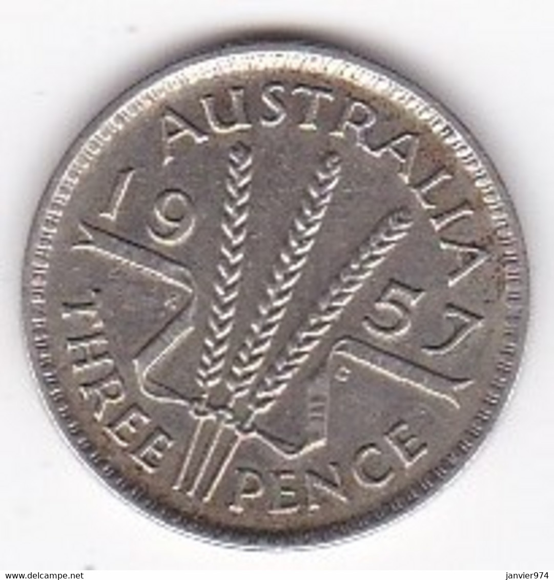 Australie 3 Pence 1957 Elizabeth II, En Argent, KM# 57 - Threepence