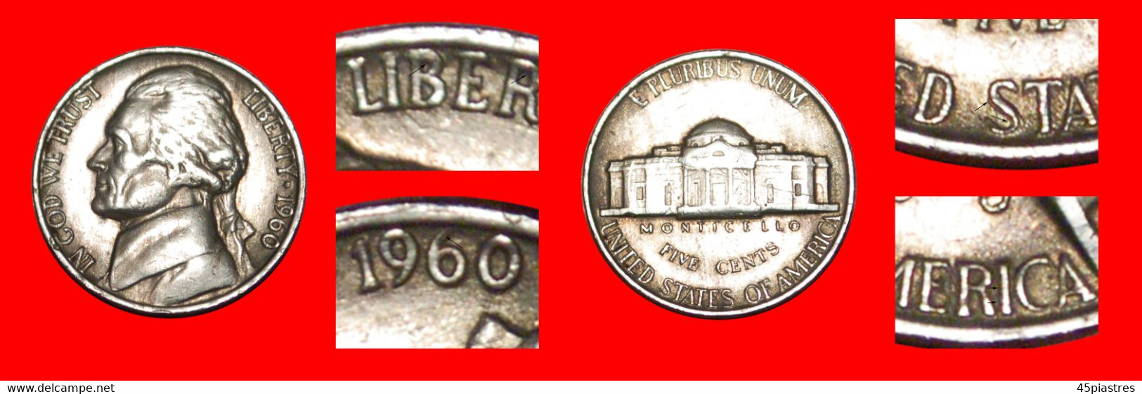 * UNPUBLISHED: USA ★ 5 CENTS 1960! JEFFERSON (1801-1809) LOW START ★ NO RESERVE! - Abarten