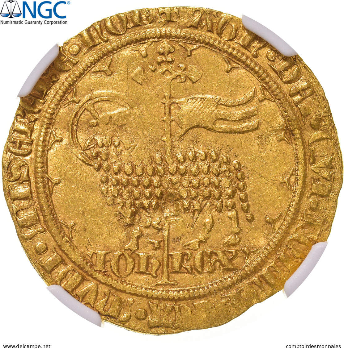 France, Jean II Le Bon, Mouton D'or, 1355, Trésor De Pontivy, Or, NGC, SUP - 1350-1364 Jean II Le Bon