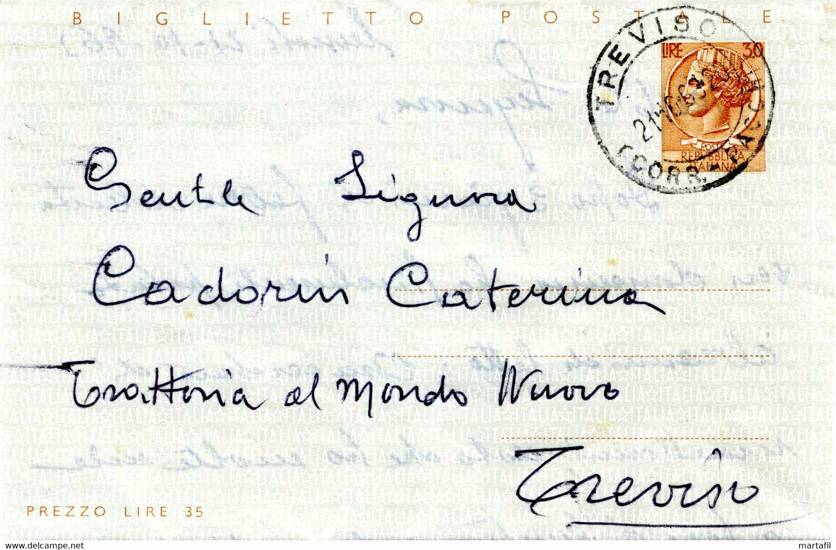 1955 Interi Postali Biglietto Postale B46 USATO Siracusana - Ganzsachen