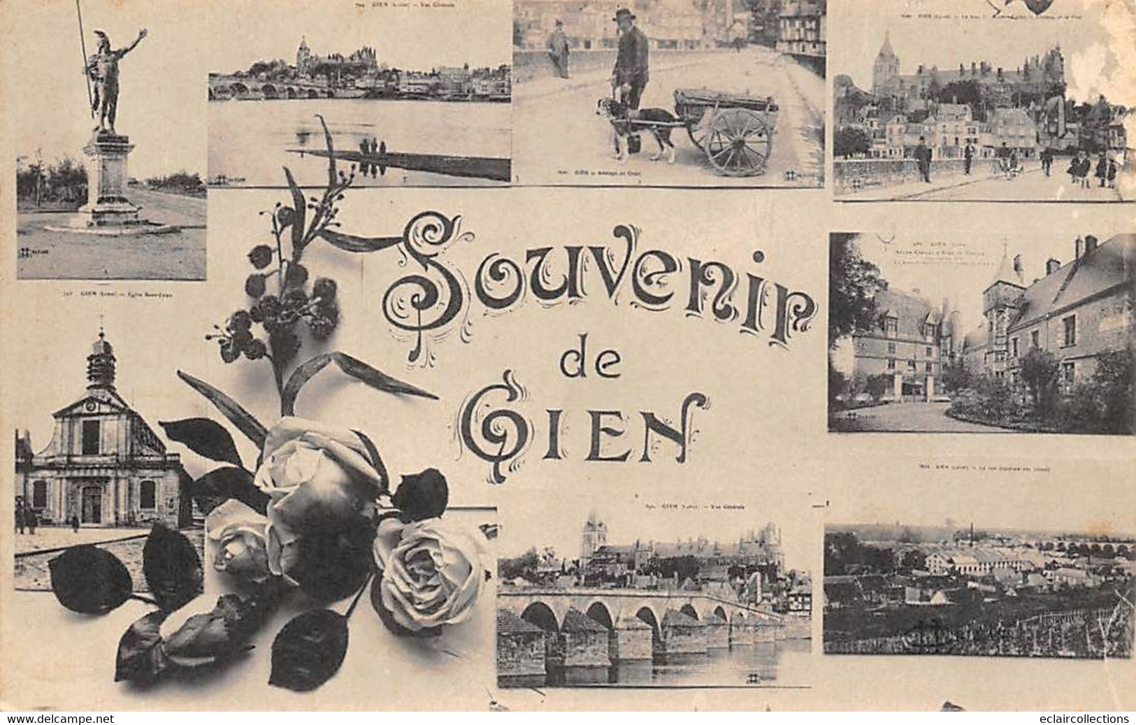 Gien       45          Souvenir De.. ... 8 Mini Vues Dont Attelage De Chien        (voir Scan) - Gien