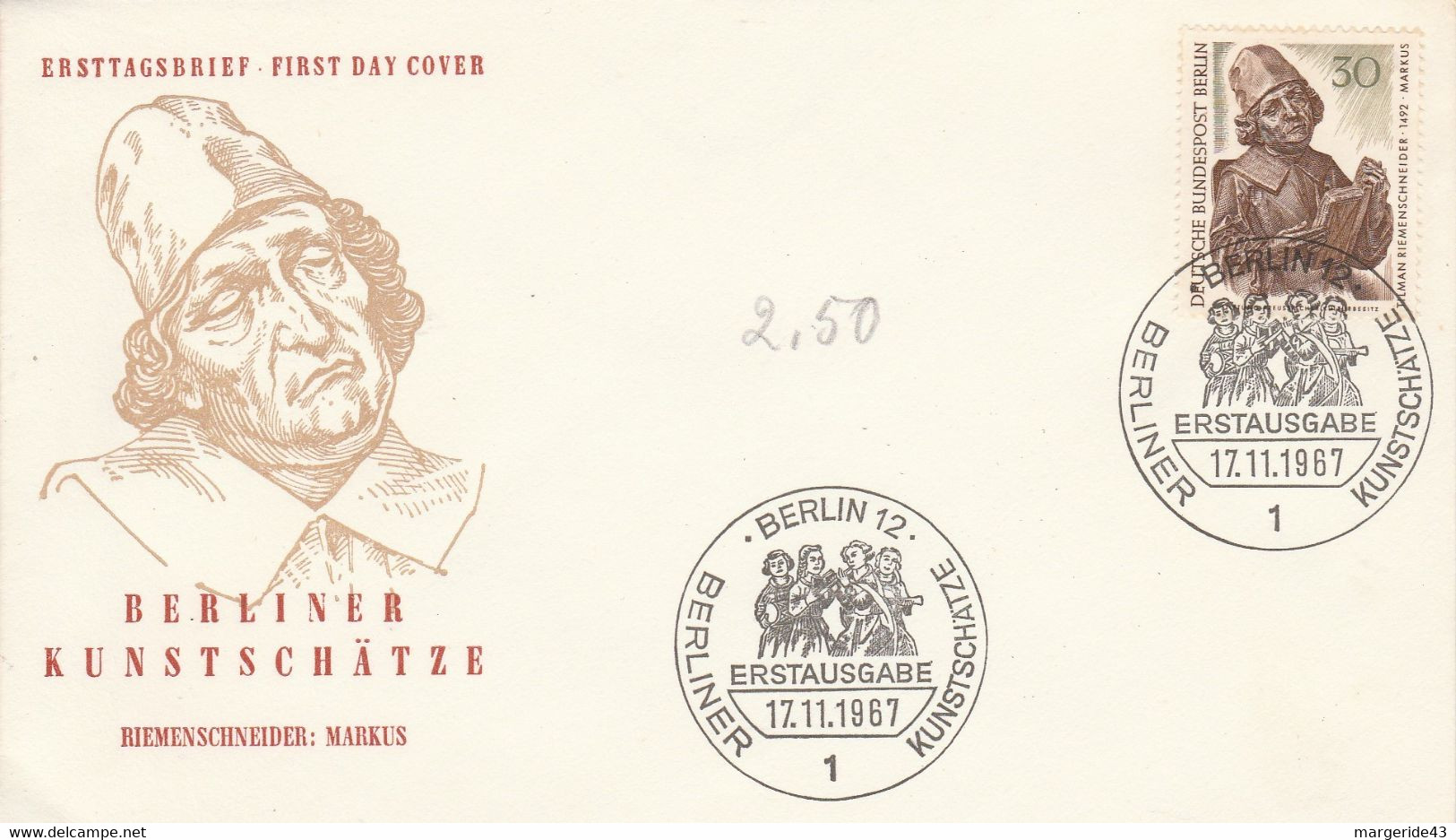 BERLIN FDC 1967 BERLINER RUNSTCHÄTZE - Maschinenstempel (EMA)