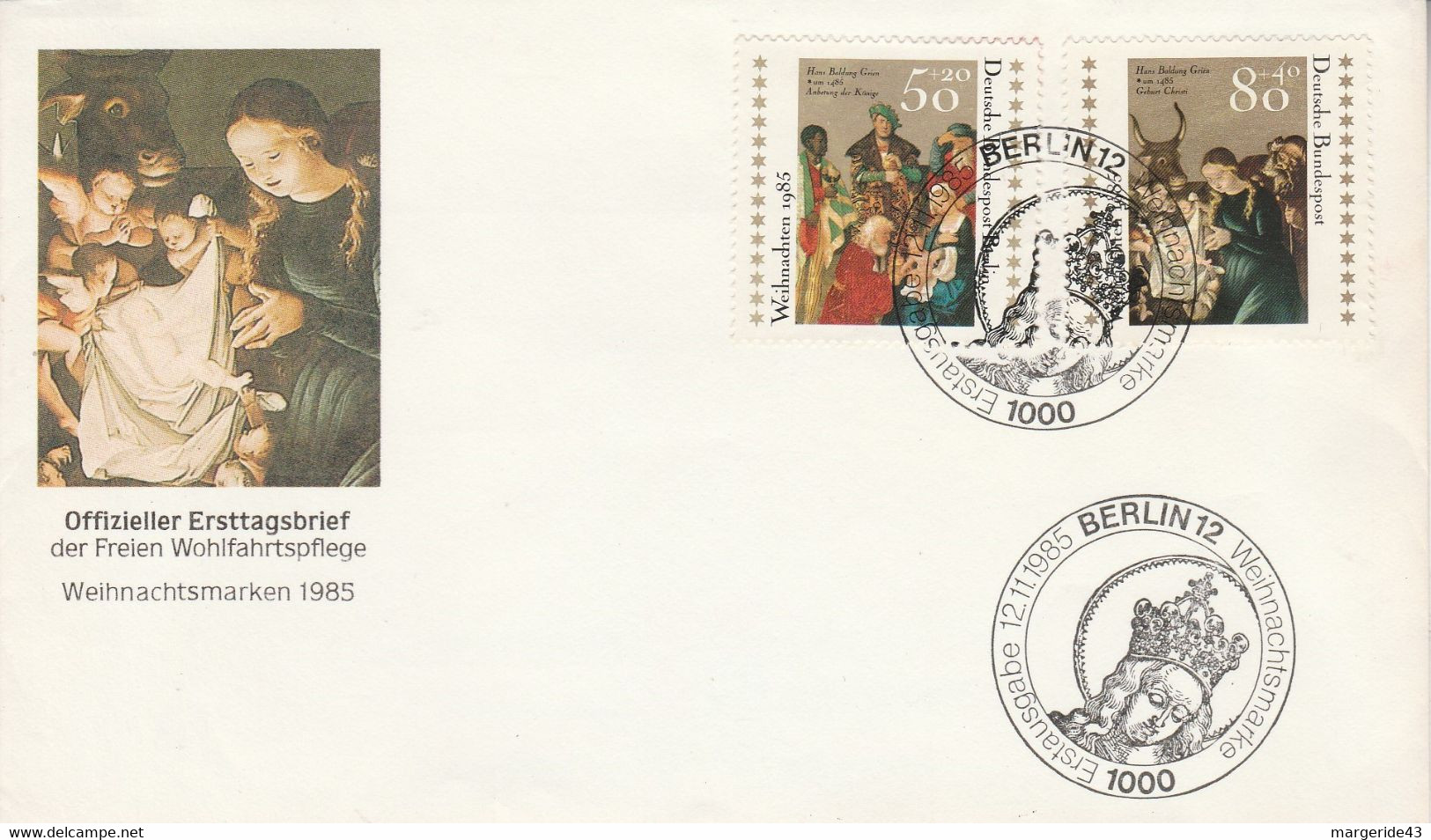 BERLIN FDC 1985 MARCHE DE NOEL - Maschinenstempel (EMA)