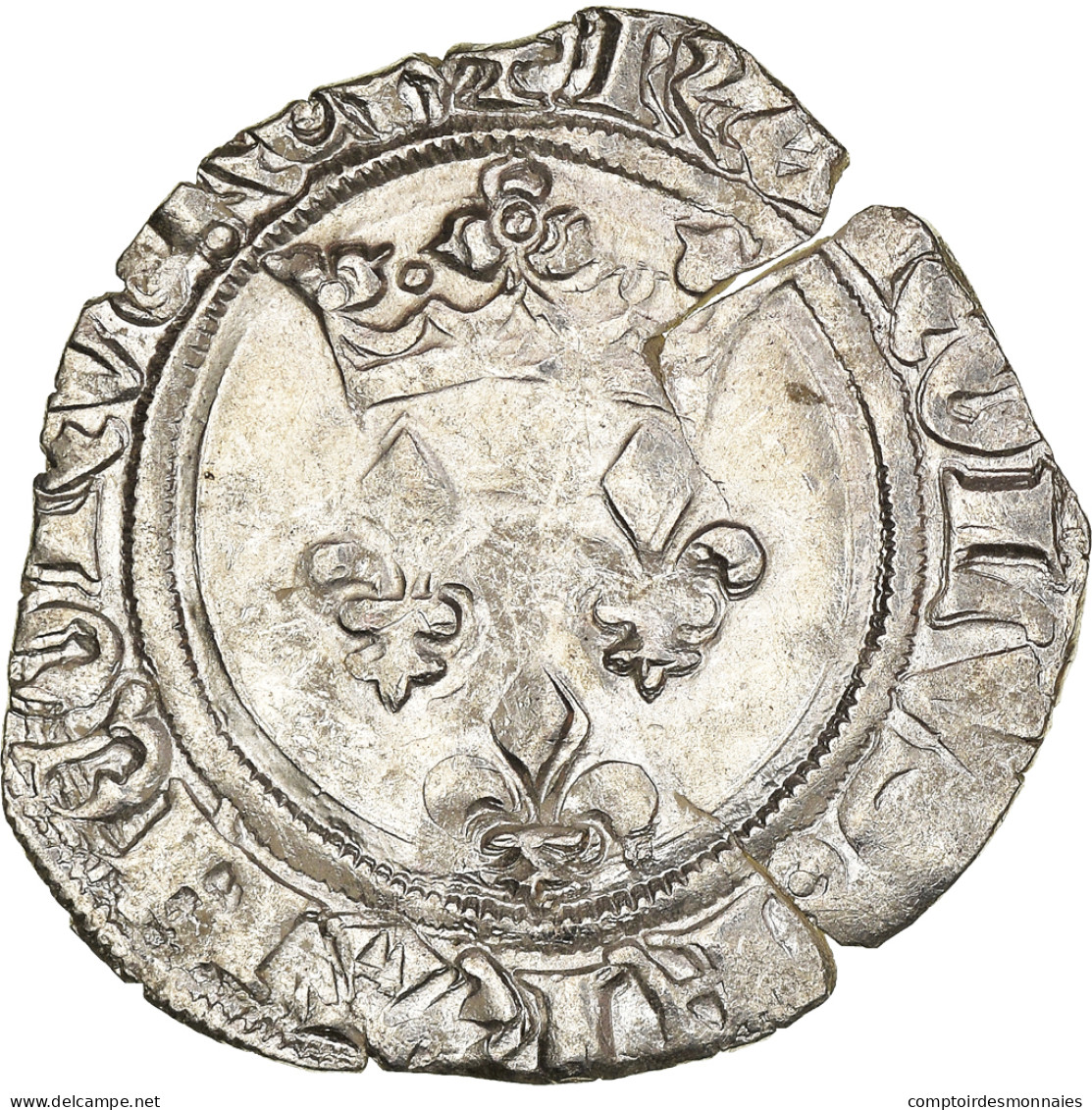 Monnaie, France, Charles VI, Florette, Tournai, TTB, Billon, Duplessy:387A - 1380-1422 Karl VI. Der Vielgeliebte