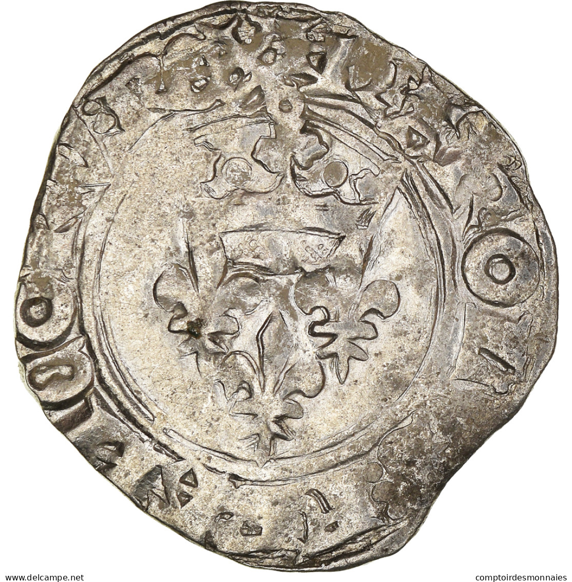 Monnaie, France, Charles VI, Florette, Paris, TB+, Billon, Duplessy:387A - 1380-1422 Charles VI The Beloved