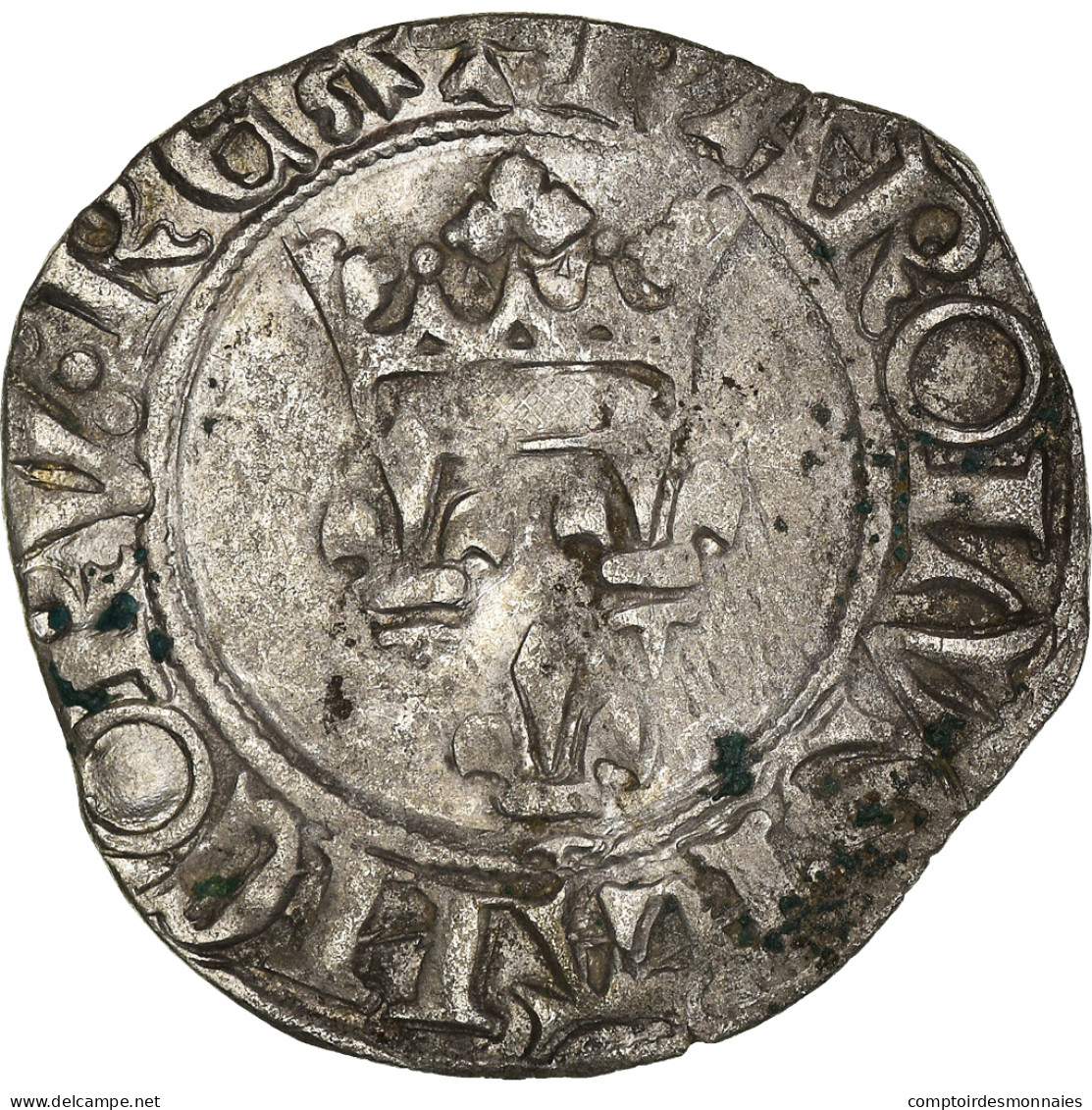 Monnaie, France, Charles VI, Florette, Rouen, TTB, Billon, Duplessy:387A - 1380-1422 Charles VI Le Fol