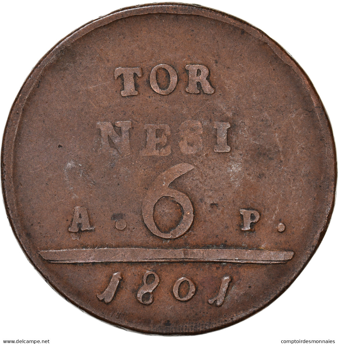 Monnaie, États Italiens, NAPLES, Ferdinando IV, 6 Tornesi, 1801, B+, Cuivre - Neapel & Sizilien
