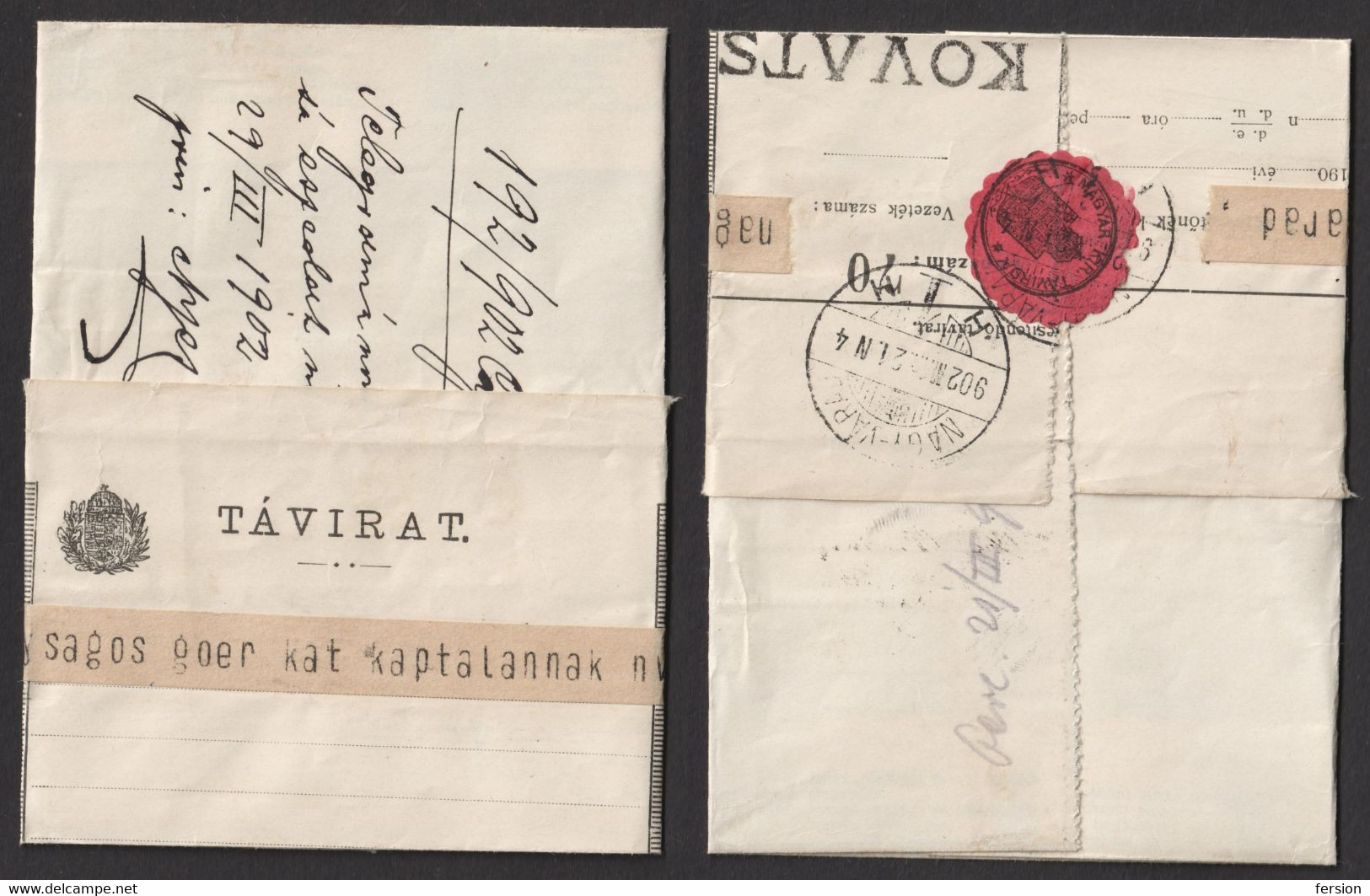 TELEGRAPH TELEGRAM 1902 Hungary Romania Transylvania - NAGYVÁRAD ORADEA - Close Label Vignette ORTHODOX PRIEST - Télégraphes