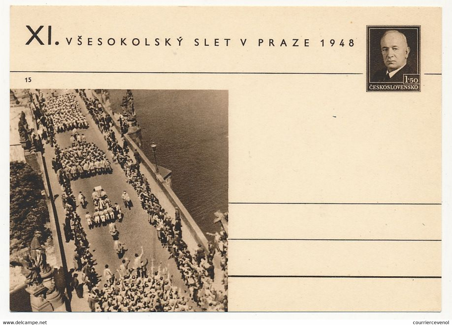 TCHECOSLOVAQUIE - Carte Postale (entier Postal) - PRAZE 1948 - Cartes Postales