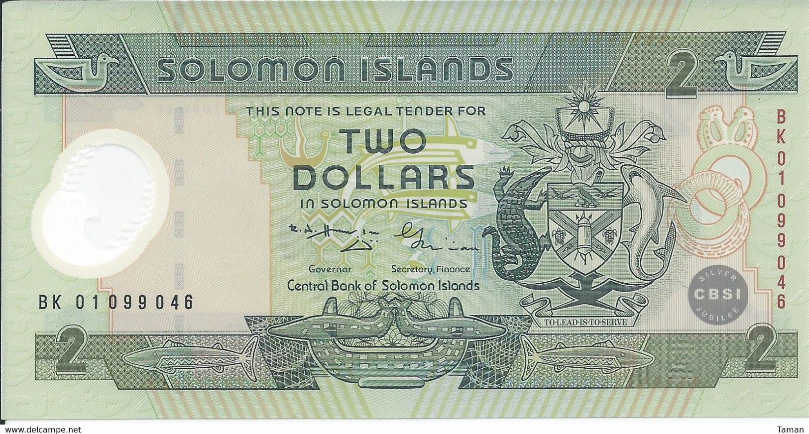 ILES  SALOMON  -  2  Dollars   2001   -- UNC  --   Polymer  -  Solomon Islands - Salomons