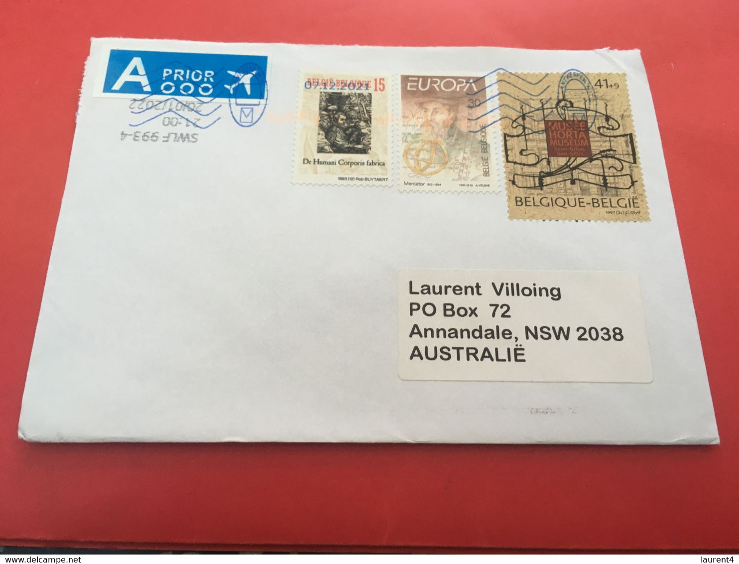 (2 F 37) Letter Posted From Belgium To Australia During COVID-19 Pandemic - 2 Covers - Covers & Documents