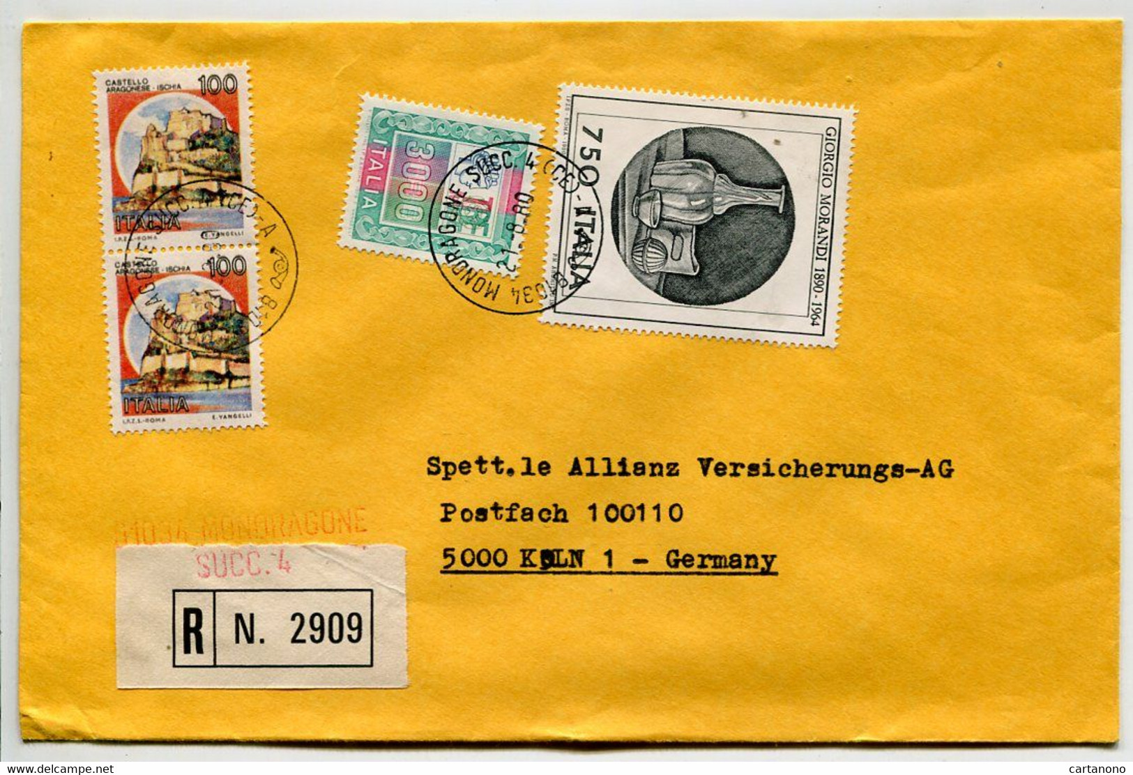 ITALIE Mondragon 1980 - Affranchissement Sur Lettre Recommandée Pour L'Allemagne - Maschinenstempel (EMA)