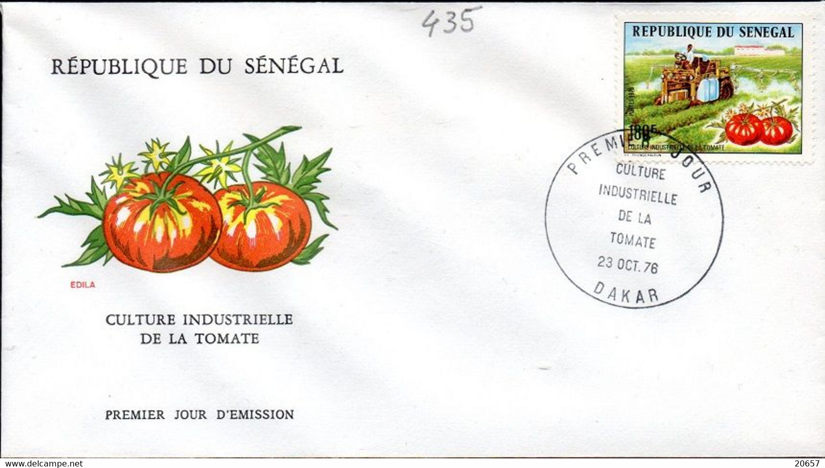 Senegal 0435 Fdc Tomate , Culture Industrielle , Tracteur , Pomodoro - Groenten