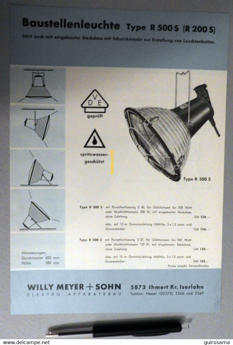 Meyer : Baustellenleuchte - 1966 - Lumière De Chantier - Elektriciteit En Gas