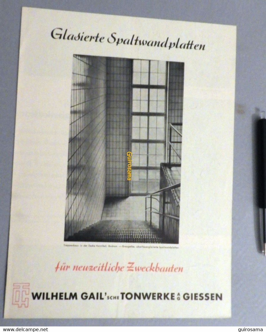 Glasierte Spaltwandplatten Wilhelm Gail 'sche Tonwerke AG Giessen - 1953 - Panneaux Vitrés - Straßenhandel Und Kleingewerbe