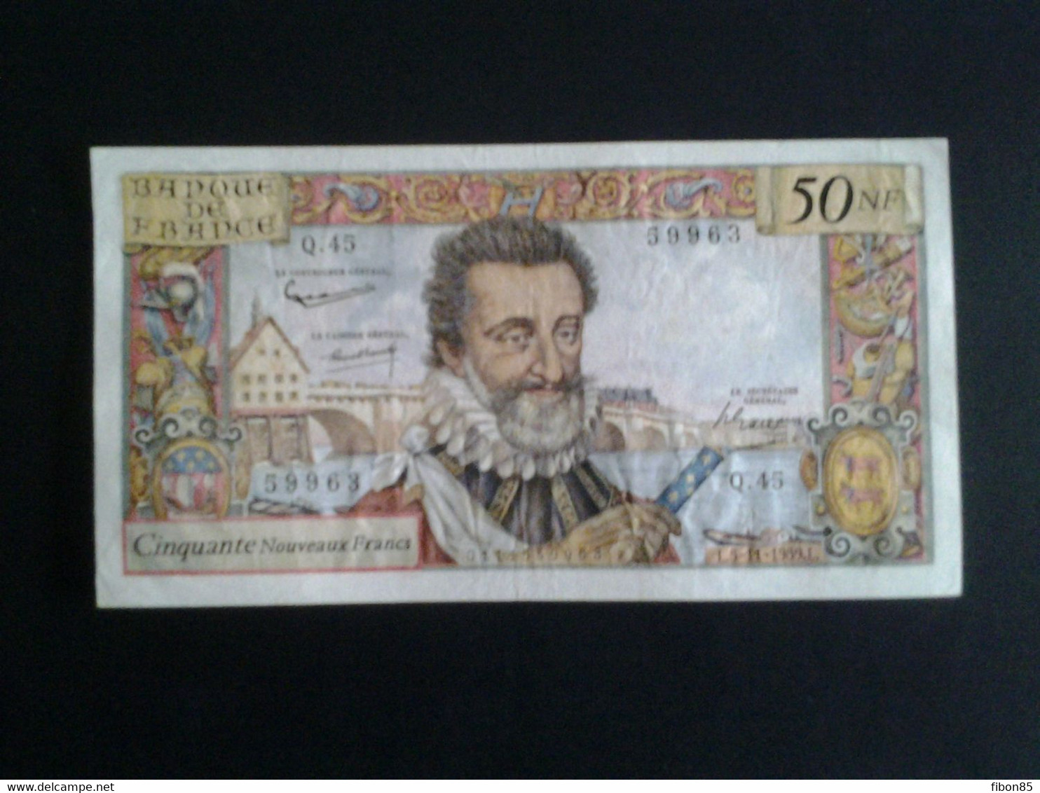 50 NF HENRI IV DU  5-11-1959  ALPHABET Q.45   N° 59963 - 50 NF 1959-1961 ''Henri IV''