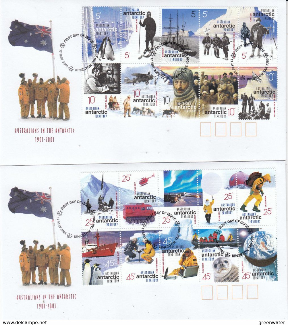 AAT 2001 Australians In The Antarctic 20v 2 FDC (AAT1 164B) - FDC