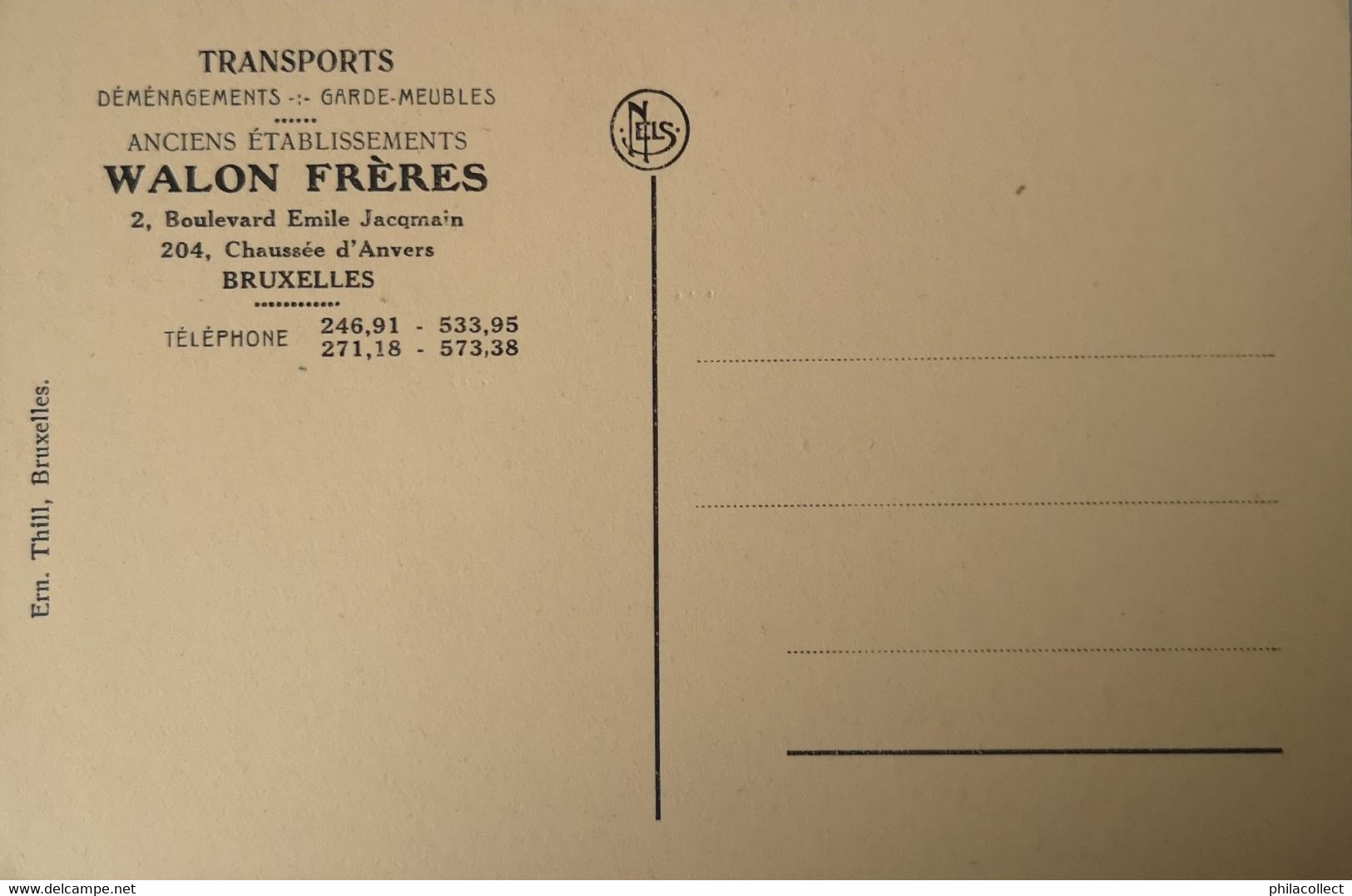 Transports Walon Freres Bruxelles // Expedition De Meubles Emballes En Caisses Pour Pays D'outre Mer 19?? Tres Rare - Autres & Non Classés