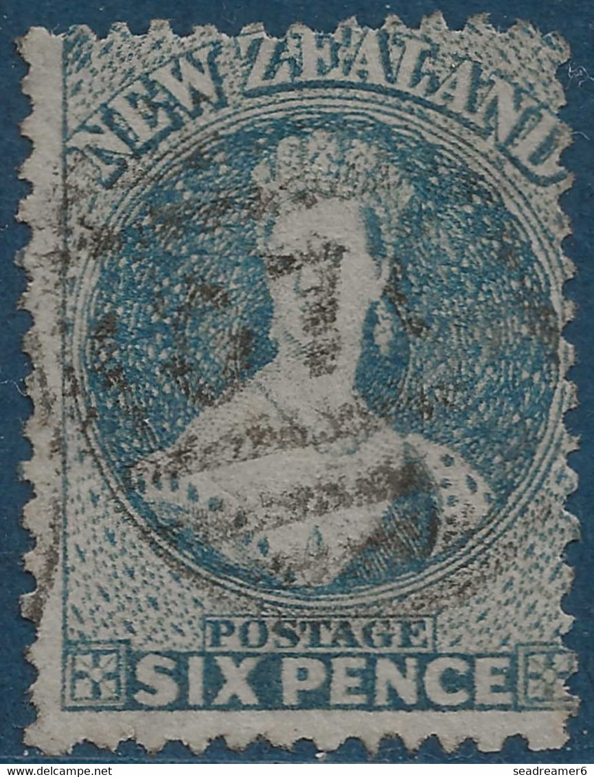 Nouvelle Zelande New Zeland Victoria N°41 6 Pence Bleu Dent 12 1/2  Oblitéré Killer TTB - Used Stamps