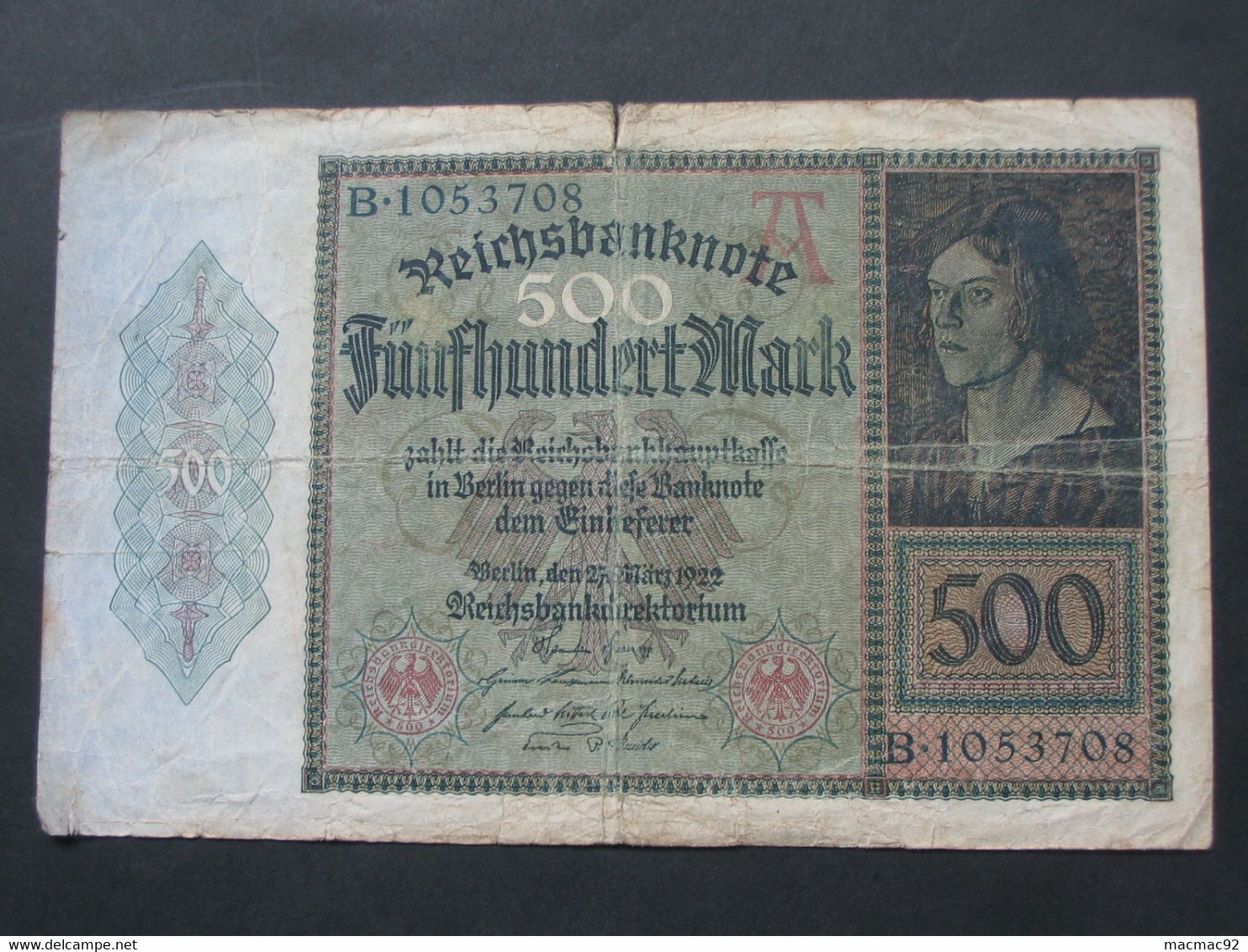 ALLEMAGNE -  FÜNFHUNDERT  Mark - Berlin 1922  Reichsbanknote - Germany   **** EN ACHAT IMMEDIAT **** - 500 Mark