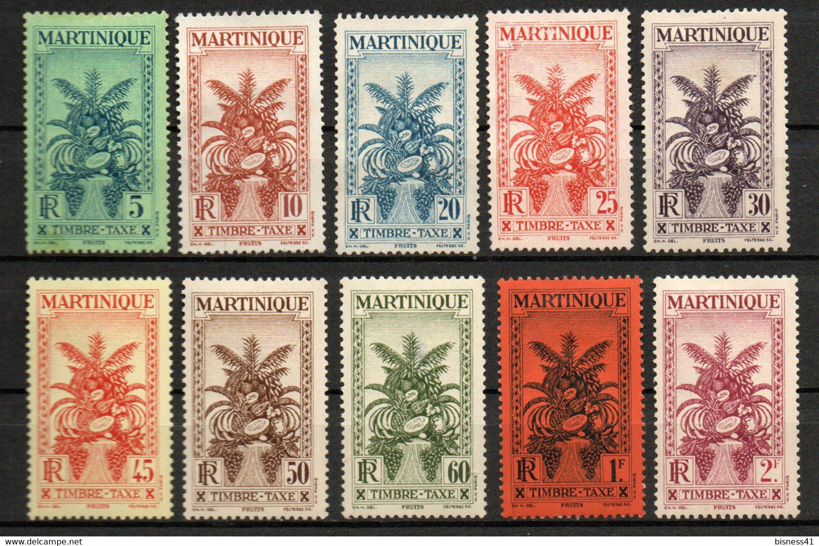 Col24 Colonies Martinique Taxe N° 12 à 21 Neuf X MH Cote 20,00 € - Timbres-taxe