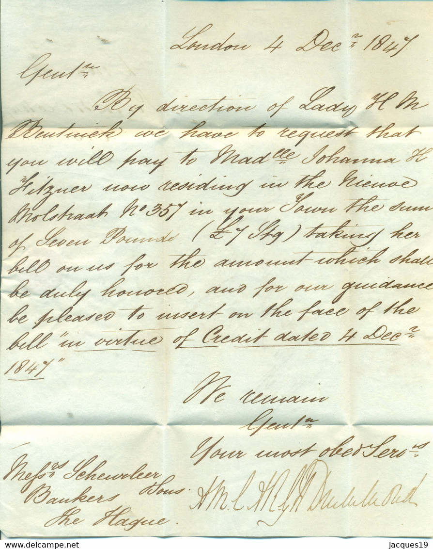 Engeland 1847 Brief Van London Naar Scheurleer Den Haag Over Rotterdam Korteweg 147 - ...-1840 Voorlopers