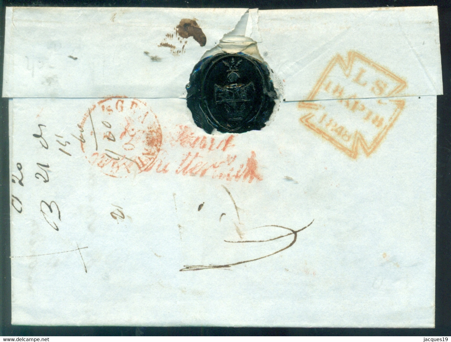 Engeland 1848 Brief (geen Tekst) Van London Naar Scheurleer Den Haag Over Rotterdam Korteweg 147 - ...-1840 Prephilately