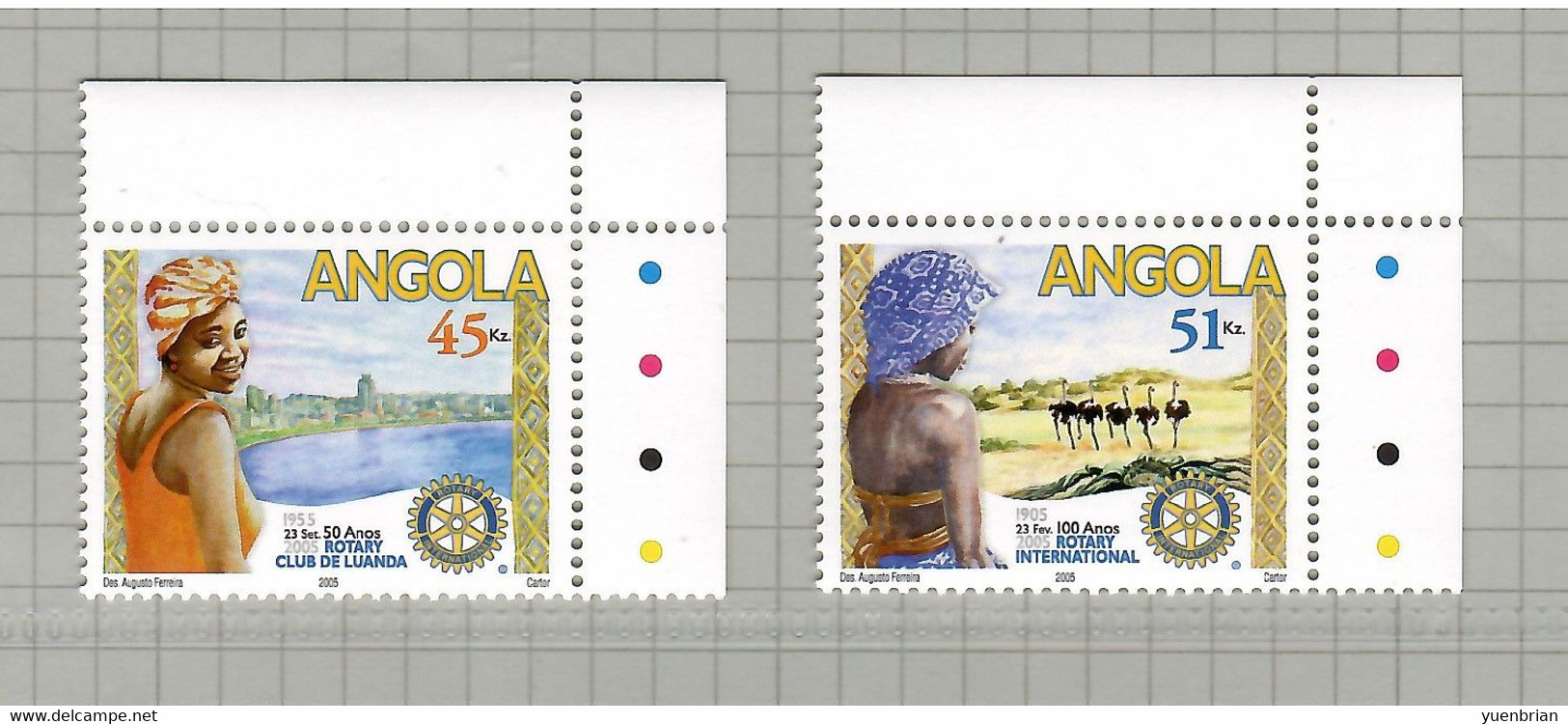 Angola 2005, Bird, Birds, Set Of 2v, MNH** - Ostriches