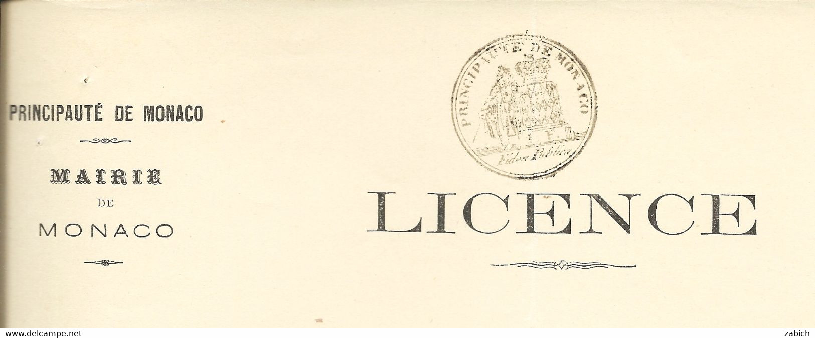 TIMBRES FISCAUX DE MONACO 1896 PAPIER TIMBRE FIDES PUBLICA 1F - Revenue