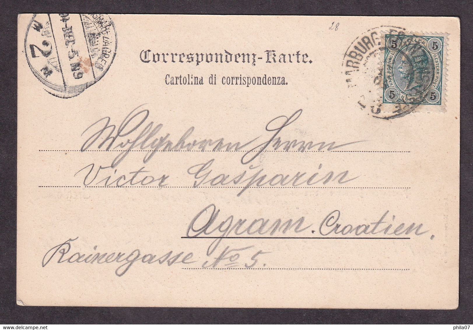 Austria/Slovenia - Postcard Of Trento Sent To Zagreb Cancelled By T.P.O. MARBURG-FRANZENSFESTE 28, Postmark 02.12.1904. - Covers & Documents