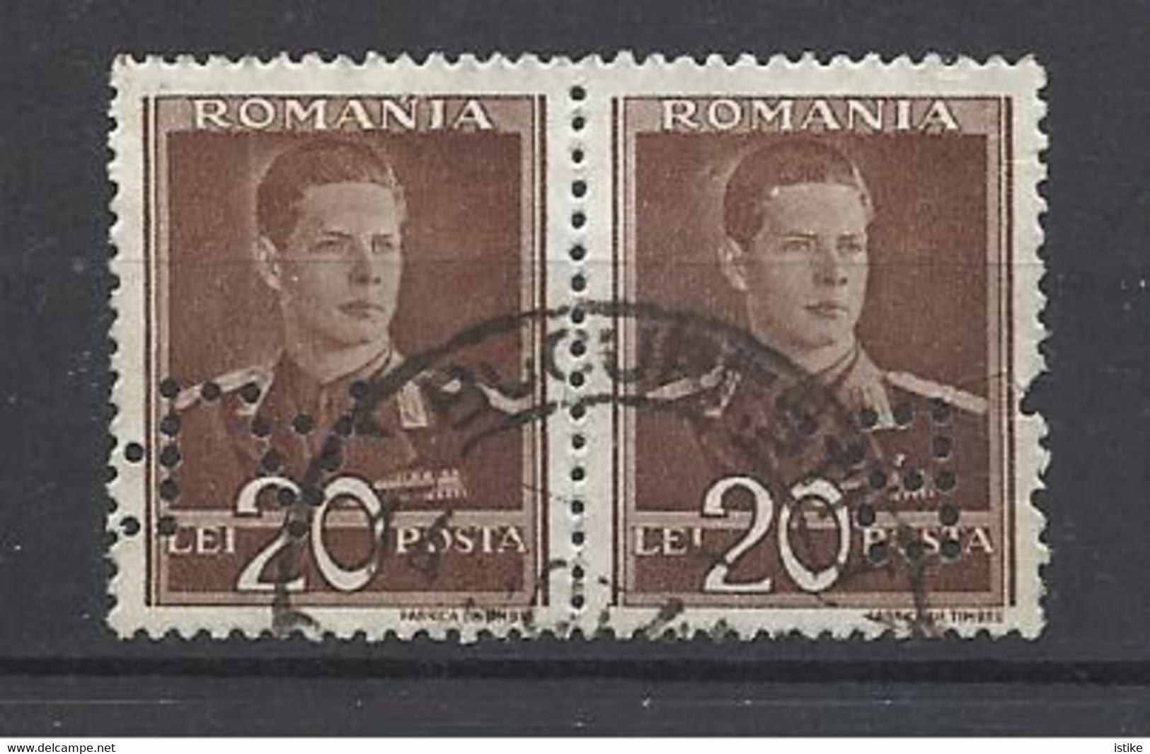 Romania, King Mihai, Lei 20. Pair, Perfin. - Autres & Non Classés