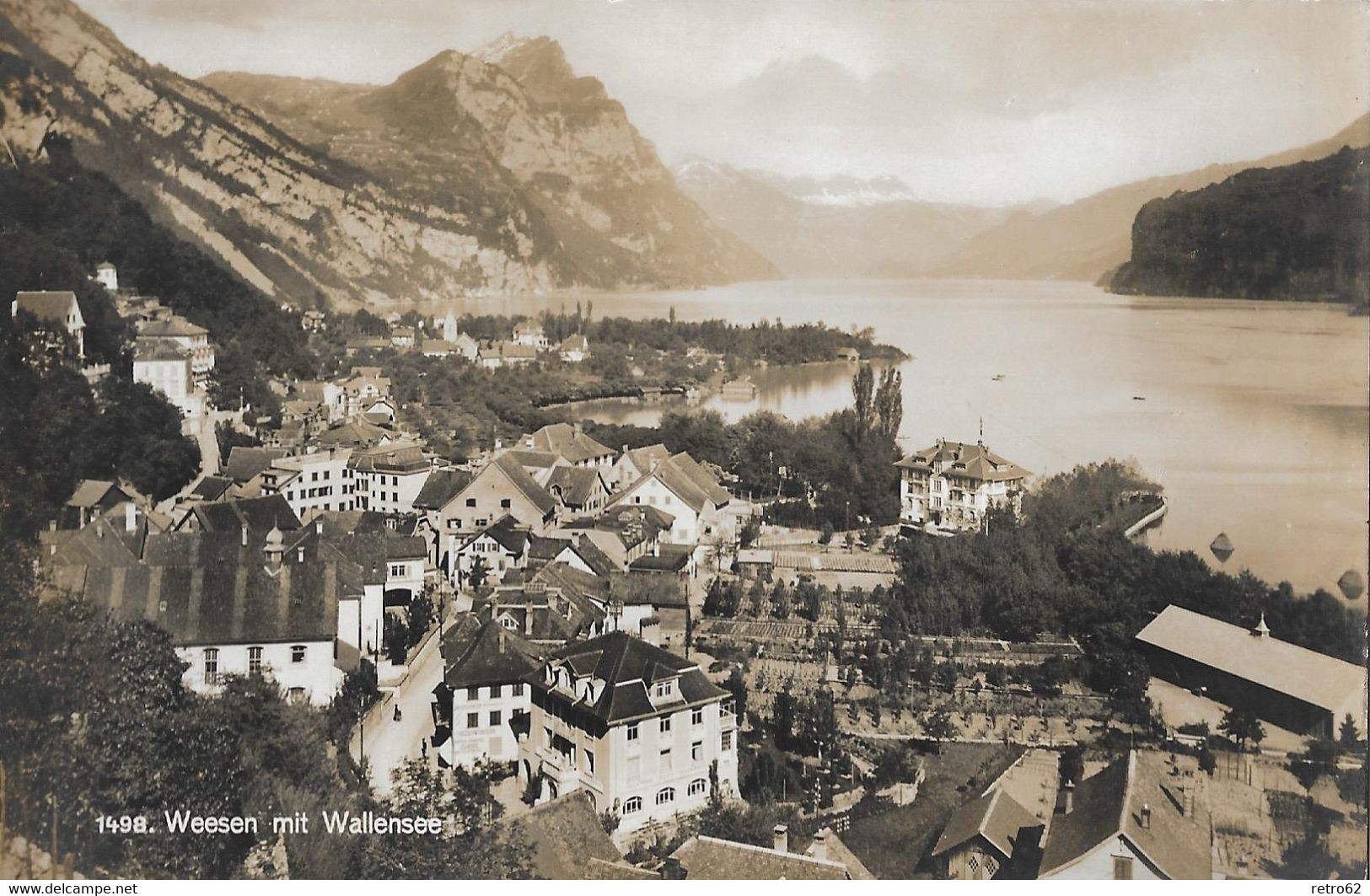 WEESEN → Dorfansicht Mit Wallensee, Fotokarte Ca.1935 - Weesen