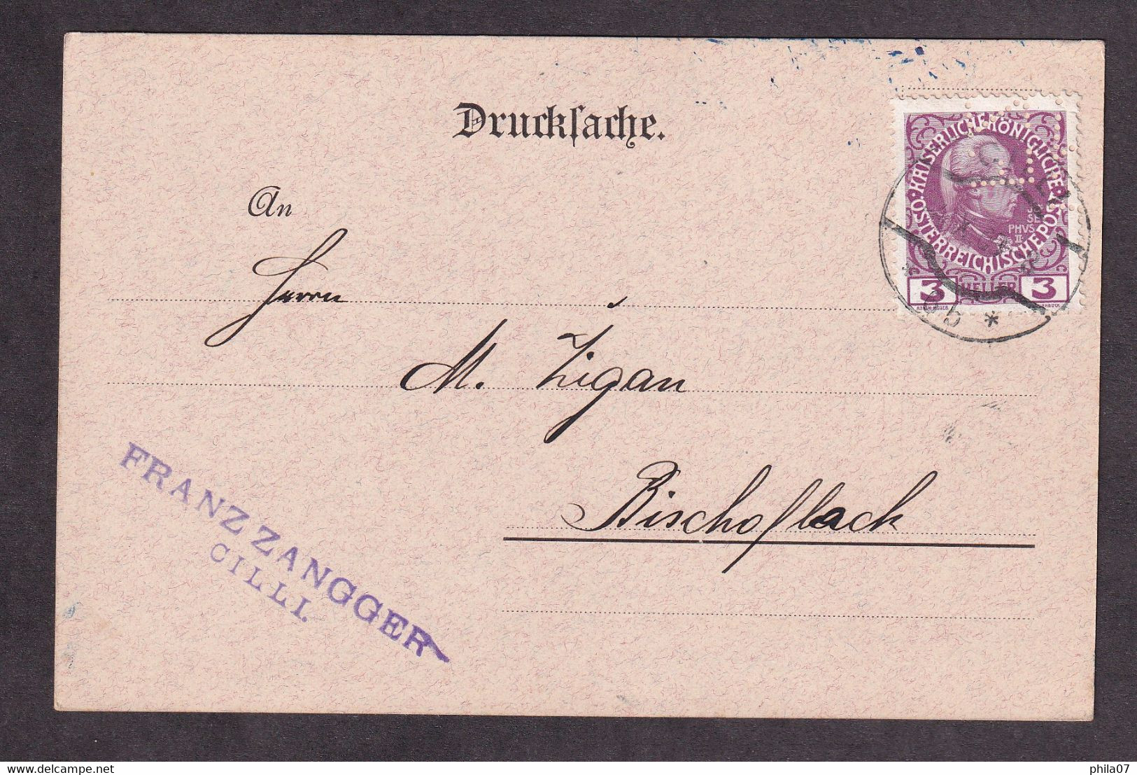 Austria/Slovenia - Business Stationery Franked With Stamp With Perfin F.Z. (Franz Zangger) And Sent From Celje To Škofja - Covers & Documents